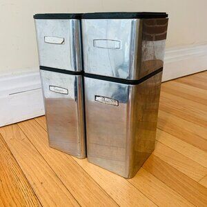 Vintage Mid Century 4 Piece Chrome Canister